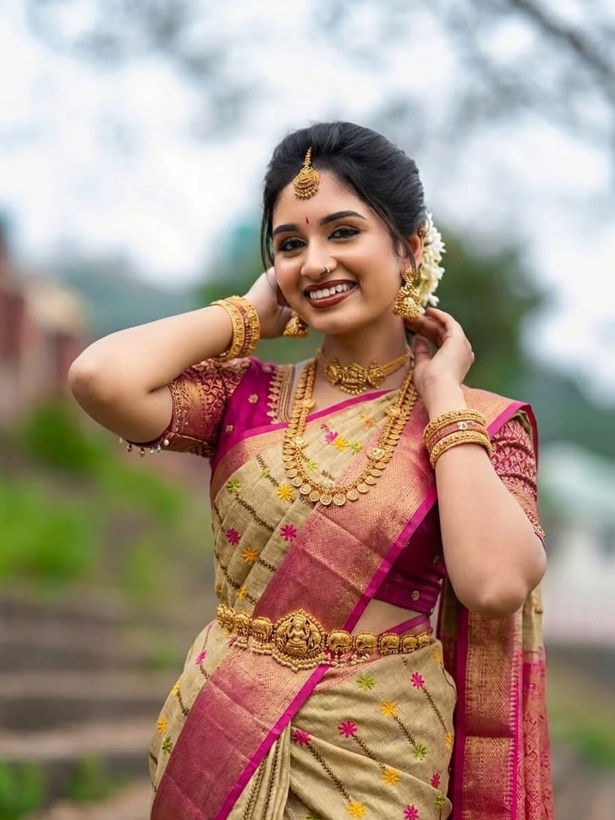 Light Pink Party Wear Semi Tissue  Saree